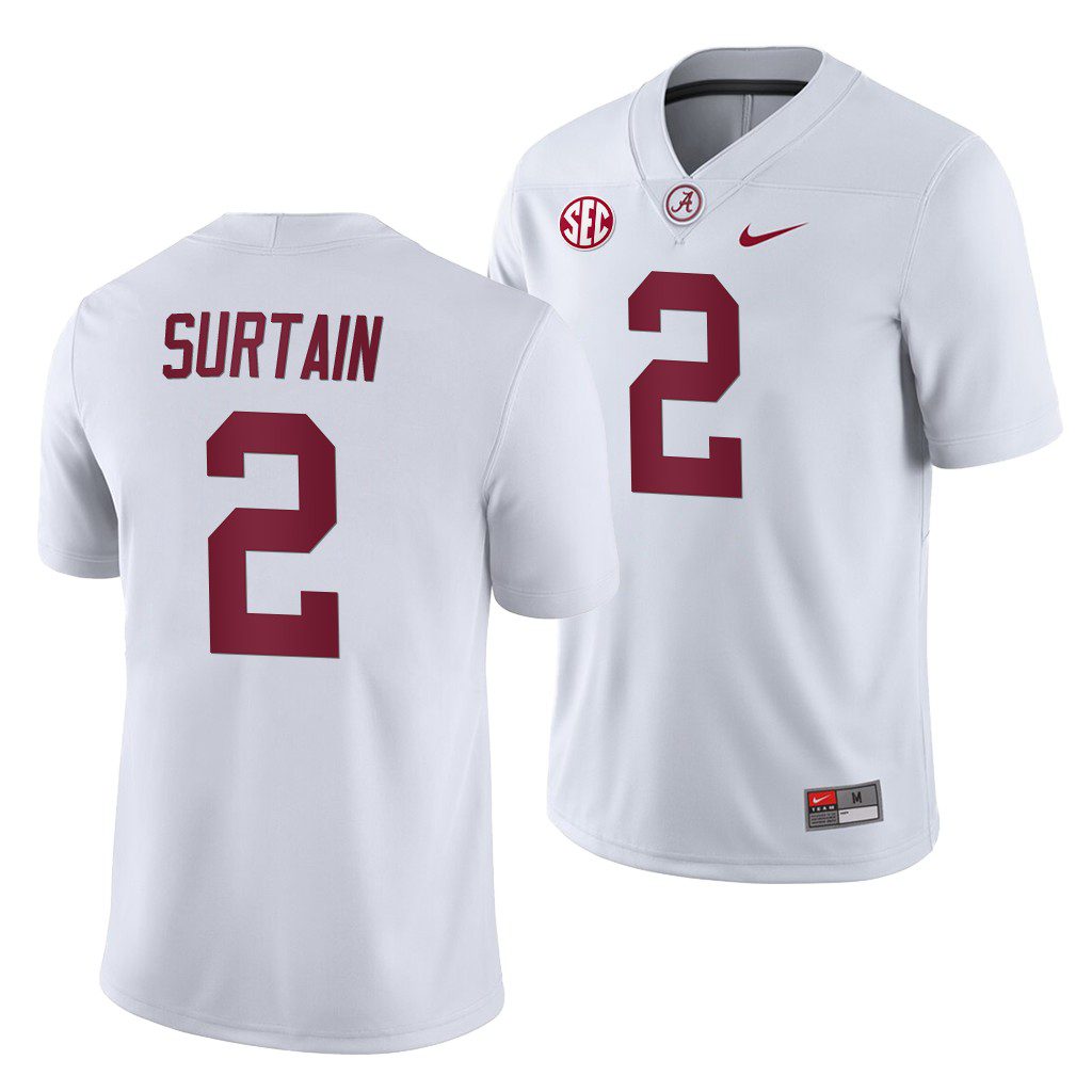 Men's Alabama Crimson Tide Patrick Surtain Jr. #2 2019 White Away Game NCAA College Football Jersey